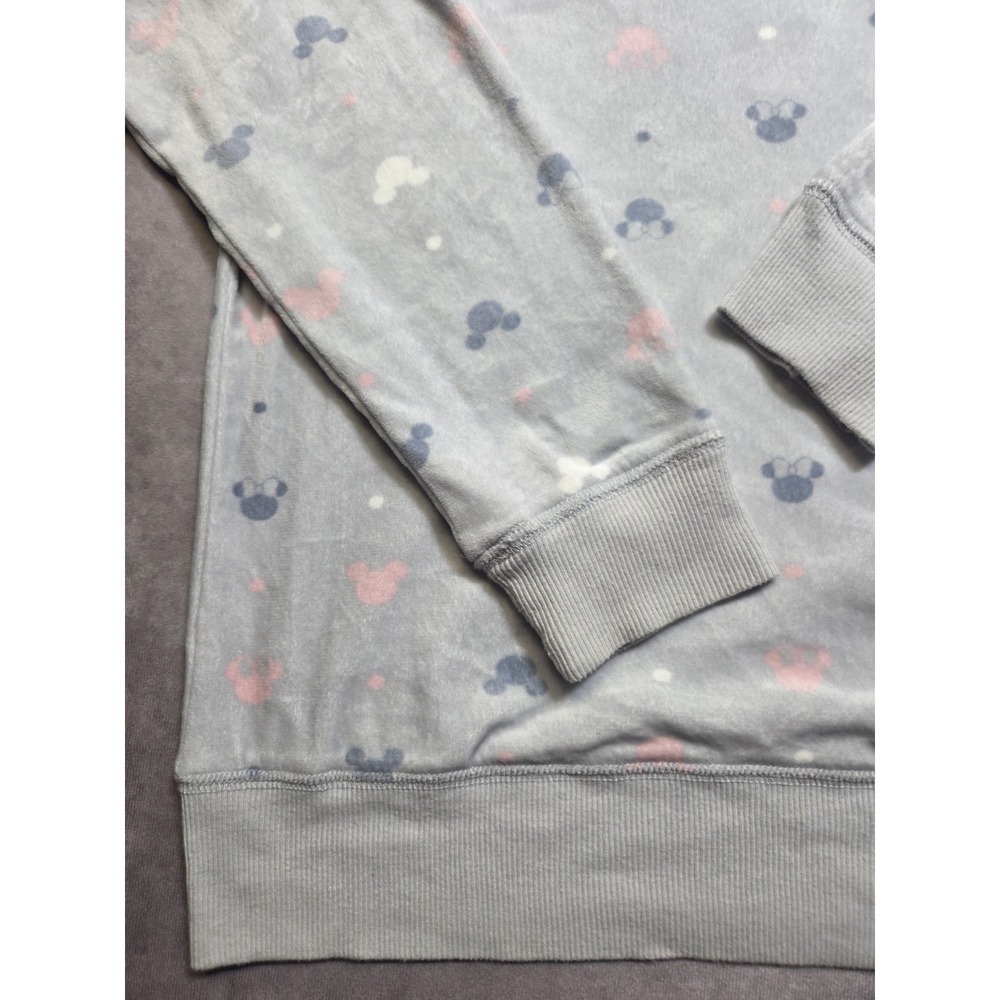 Disney Womens Medium Mickey Mouse Silky Fleece Long Sleeve Pajama Top Only Gray - Picture 2 of 7